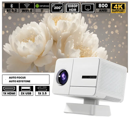 Beamer Home Cinema 1080p – Android 11, 800 ANSI Lumen, Autofokus, Wi-Fi, Bluetooth Projektor