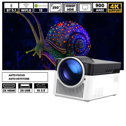 Beamer Ultra-Kurzdistanz – Full HD 1080p, Android 11, 900 ANSI Lumen, Autofokus, Wi-Fi 6 & Bluetooth 5.4 Projektor