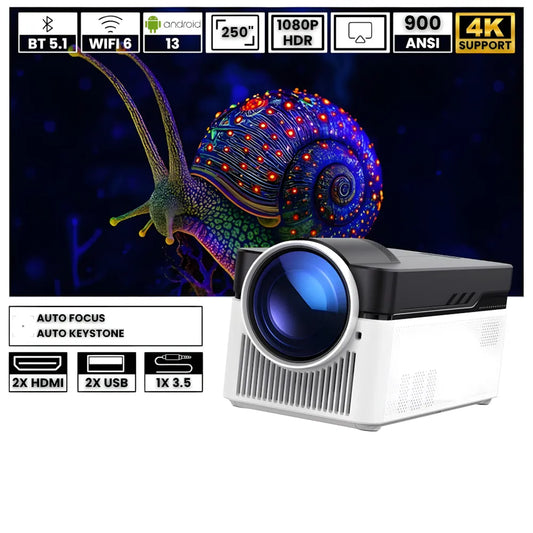 Beamer Ultra-Kurzdistanz – Full HD 1080p, Android 11, 900 ANSI Lumen, Autofokus, Wi-Fi 6 & Bluetooth 5.4 Projektor