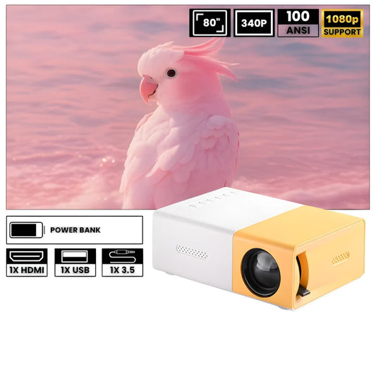 Mini Beamer tragbar – Einfacher Projektor mit HDMI & USB, Plug & Play für Filme und Spiele