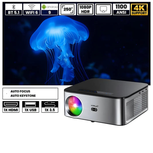 Intelligenter Full HD Beamer – 1100 ANSI Lumen, Android 9.0, Autofokus, Wi-Fi 5G, Bluetooth 5.1 Projektor