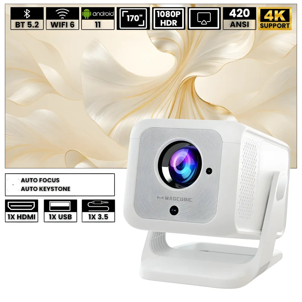 1080P Android 11 Beamer – Autofokus, Wi-Fi 6 & Bluetooth 5.2, Full HD Projektor