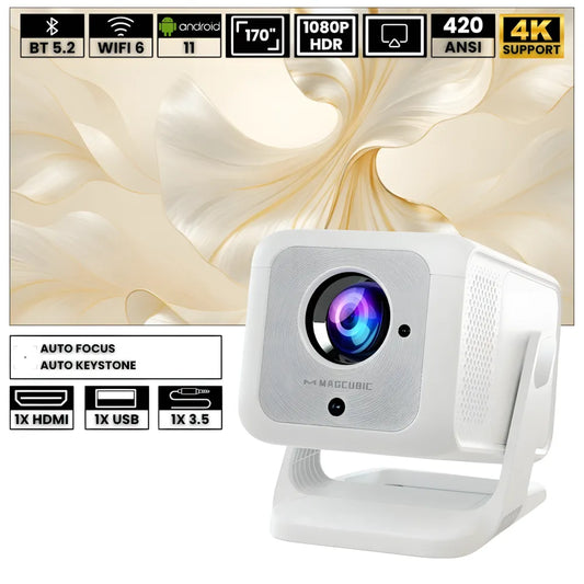 1080P Android 11 Beamer – Autofokus, Wi-Fi 6 & Bluetooth 5.2, Full HD Projektor