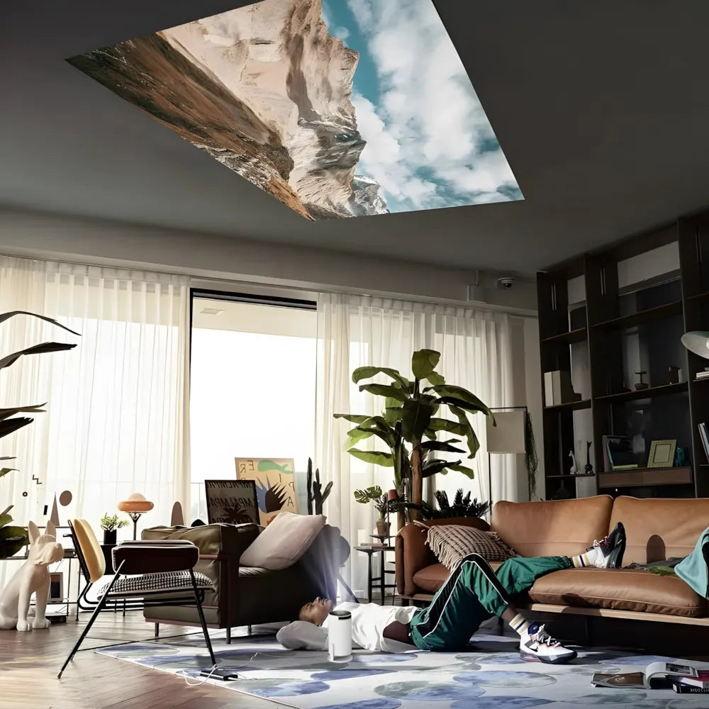 Beamer mit Android 11 – 260 ANSI Lumen, Autofokus, 180° drehbare Basis, Wi-Fi 6, Bluetooth 5.0 HD Projektor