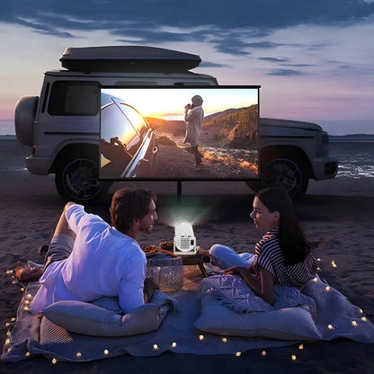 Beamer mit Android 11 – 260 ANSI Lumen, Autofokus, 180° drehbare Basis, Wi-Fi 6, Bluetooth 5.0 HD Projektor
