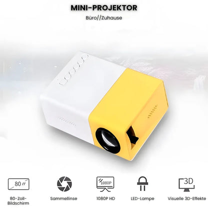 Mini Beamer tragbar – Einfacher Projektor mit HDMI & USB, Plug & Play für Filme und Spiele