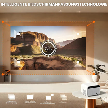 Full HD Android Beamer – Autofokus, Wi-Fi 6, Bluetooth 5.2, Kabelloses Streaming & Projektion bis zu 300 Zoll Projektor