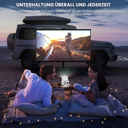 Beamer mit Android 11 – 260 ANSI Lumen, Autofokus, 180° drehbare Basis, Wi-Fi 6, Bluetooth 5.0 HD Projektor