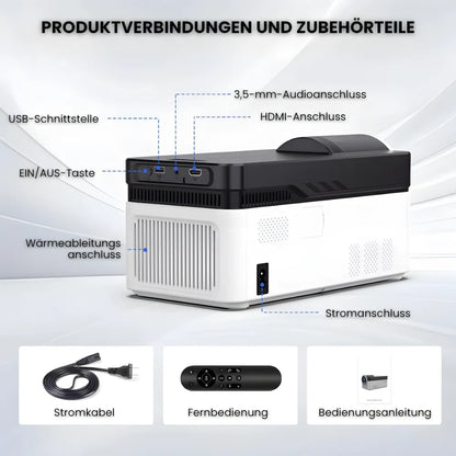 Beamer Ultra-Kurzdistanz – Full HD 1080p, Android 11, 900 ANSI Lumen, Autofokus, Wi-Fi 6 & Bluetooth 5.4 Projektor