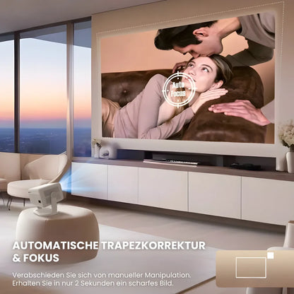 Beamer mit Android 11 und Full HD – Tragbarer Projektor mit 650 ANSI Lumen, Wi-Fi 6 & Bluetooth, 360° drehbar
