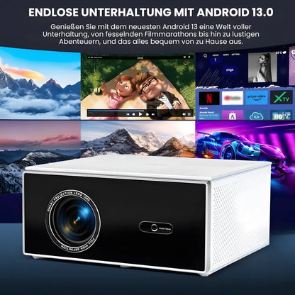 Heimkino Beamer – Android 13, 1200 ANSI Lumen, 6D Auto-Keystone, 4K-kompatibel, Wi-Fi 6, Bluetooth Projektor