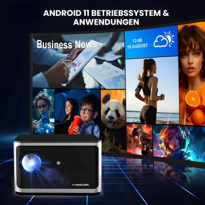 Full HD Android Beamer – 1080p nativ, 580 ANSI Lumen, automatische Korrektur, 1.35x optischer Zoom, Bluetooth, bis zu 250 Zoll Projektor