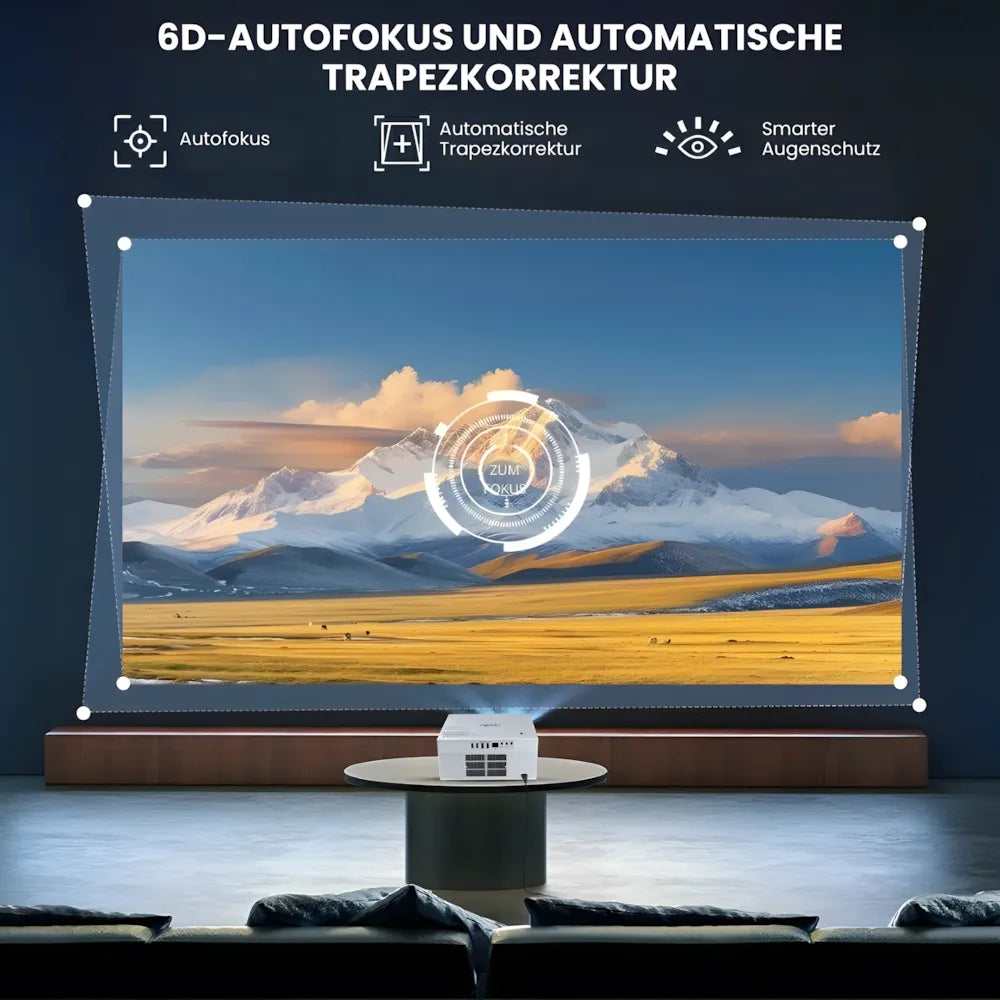 Heimkino Beamer – Android 13, 1200 ANSI Lumen, 6D Auto-Keystone, 4K-kompatibel, Wi-Fi 6, Bluetooth Projektor