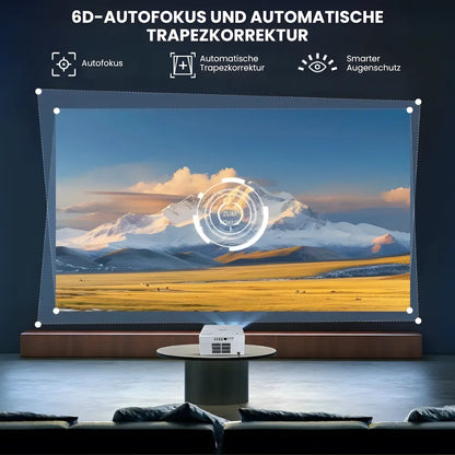 Heimkino Beamer – Android 13, 1200 ANSI Lumen, 6D Auto-Keystone, 4K-kompatibel, Wi-Fi 6, Bluetooth Projektor