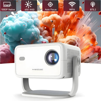 Beamer mit Android 11 und Full HD – Tragbarer Projektor mit 650 ANSI Lumen, Wi-Fi 6 & Bluetooth, 360° drehbar