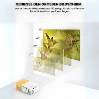Mini Beamer tragbar – Einfacher Projektor mit HDMI & USB, Plug & Play für Filme und Spiele