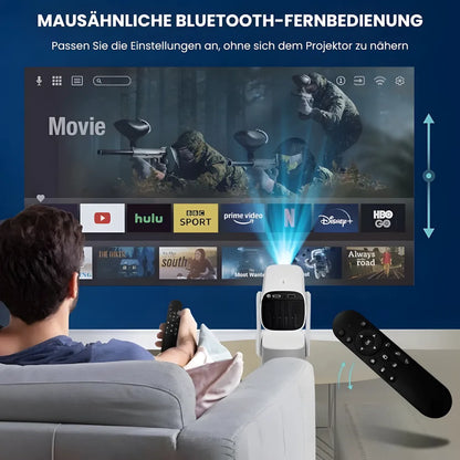 Flexibler Beamer – Android 11, 230° Neigungswinkel, Autofokus, Akku, Wi-Fi 5G, Bluetooth 5.2, 10W Lautsprecher Projektor