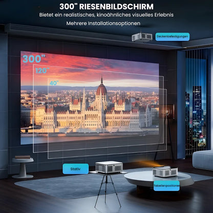 Intelligenter Full HD Beamer – 1100 ANSI Lumen, Android 9.0, Autofokus, Wi-Fi 5G, Bluetooth 5.1 Projektor