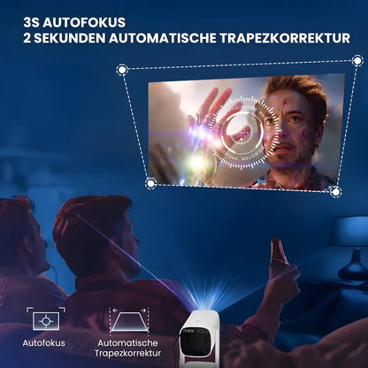 Flexibler Beamer – Android 11, 230° Neigungswinkel, Autofokus, Akku, Wi-Fi 5G, Bluetooth 5.2, 10W Lautsprecher Projektor