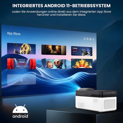 Beamer Ultra-Kurzdistanz – Full HD 1080p, Android 11, 900 ANSI Lumen, Autofokus, Wi-Fi 6 & Bluetooth 5.4 Projektor