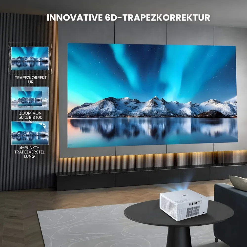 Heimkino Beamer – Android 13, 1200 ANSI Lumen, 6D Auto-Keystone, 4K-kompatibel, Wi-Fi 6, Bluetooth Projektor