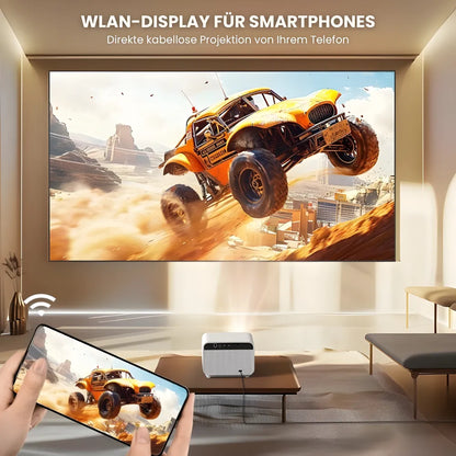Full HD Android Beamer – Autofokus, Wi-Fi 6, Bluetooth 5.2, Kabelloses Streaming & Projektion bis zu 300 Zoll Projektor