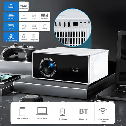 Heimkino Beamer – Android 13, 1200 ANSI Lumen, 6D Auto-Keystone, 4K-kompatibel, Wi-Fi 6, Bluetooth Projektor