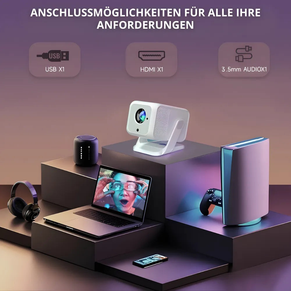 1080P Android 11 Beamer – Autofokus, Wi-Fi 6 & Bluetooth 5.2, Full HD Projektor