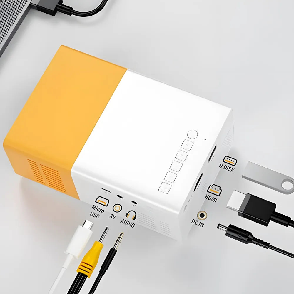 Mini Beamer tragbar – Einfacher Projektor mit HDMI & USB, Plug & Play für Filme und Spiele