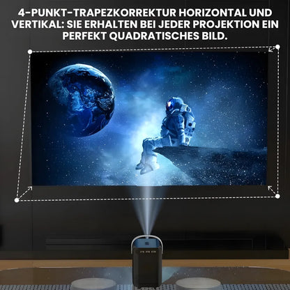 Tragbarer Mini Android Beamer – 300 ANSI Lumen, Autofokus, Android 10, Wi-Fi, Bluetooth 5.3, 6K-kompatibel Projektor