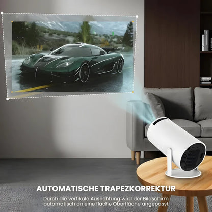 Beamer mit Android 11 – 260 ANSI Lumen, Autofokus, 180° drehbare Basis, Wi-Fi 6, Bluetooth 5.0 HD Projektor