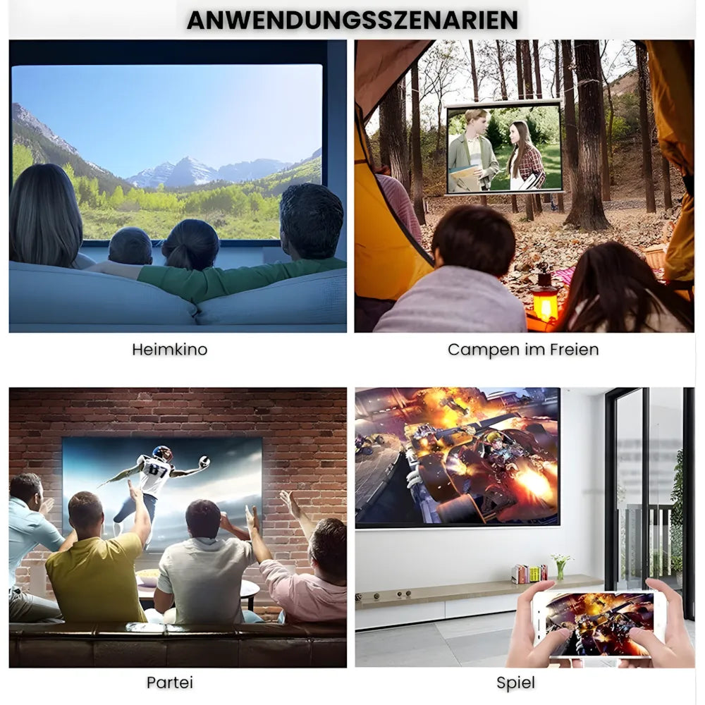 Mini Beamer tragbar – Einfacher Projektor mit HDMI & USB, Plug & Play für Filme und Spiele