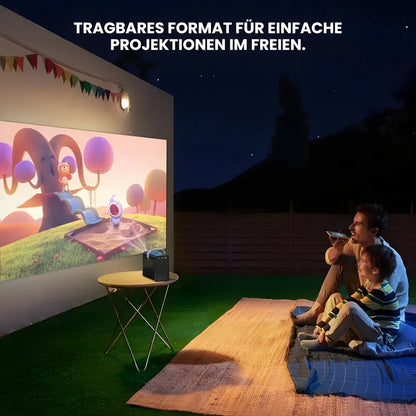 Tragbarer Mini Android Beamer – 300 ANSI Lumen, Autofokus, Android 10, Wi-Fi, Bluetooth 5.3, 6K-kompatibel Projektor
