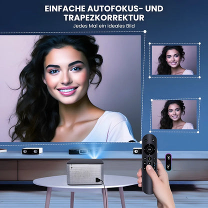Full HD Android Beamer – 1080p nativ, 580 ANSI Lumen, automatische Korrektur, 1.35x optischer Zoom, Bluetooth, bis zu 250 Zoll Projektor