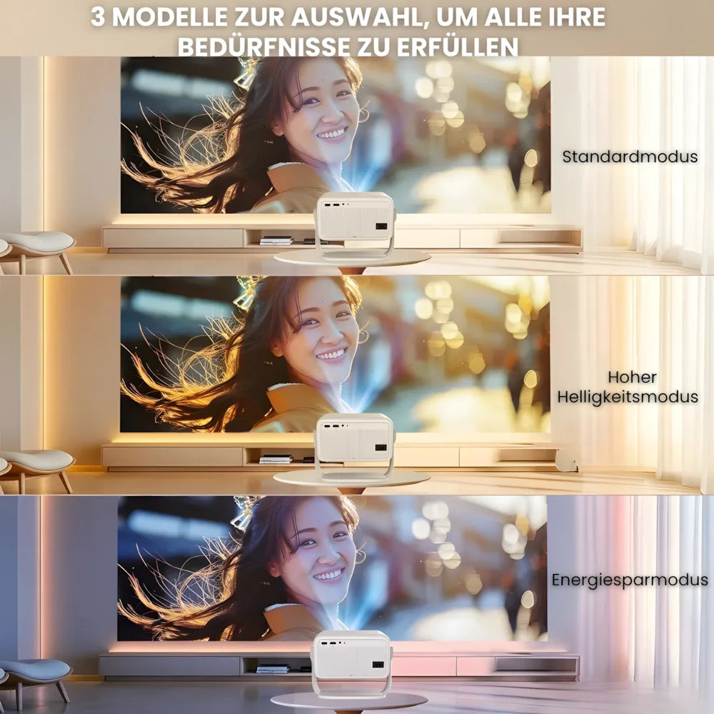 Beamer mit Android 11 und Full HD – Tragbarer Projektor mit 650 ANSI Lumen, Wi-Fi 6 & Bluetooth, 360° drehbar