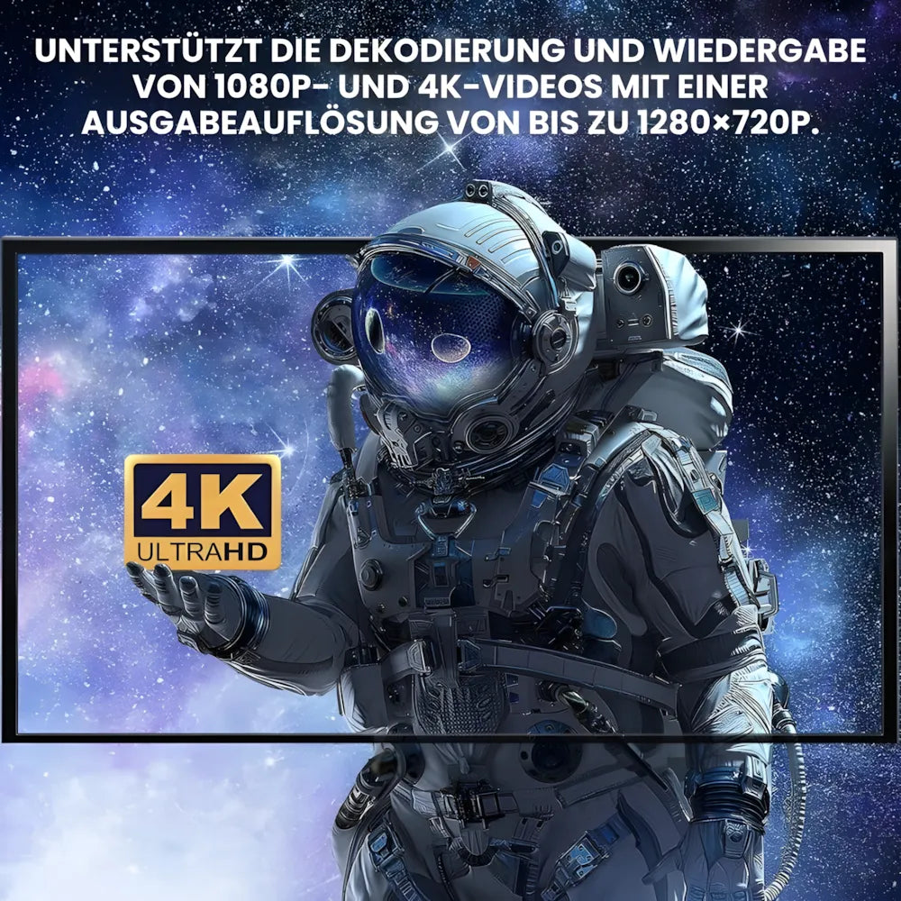 Tragbarer Mini Android Beamer – 300 ANSI Lumen, Autofokus, Android 10, Wi-Fi, Bluetooth 5.3, 6K-kompatibel Projektor