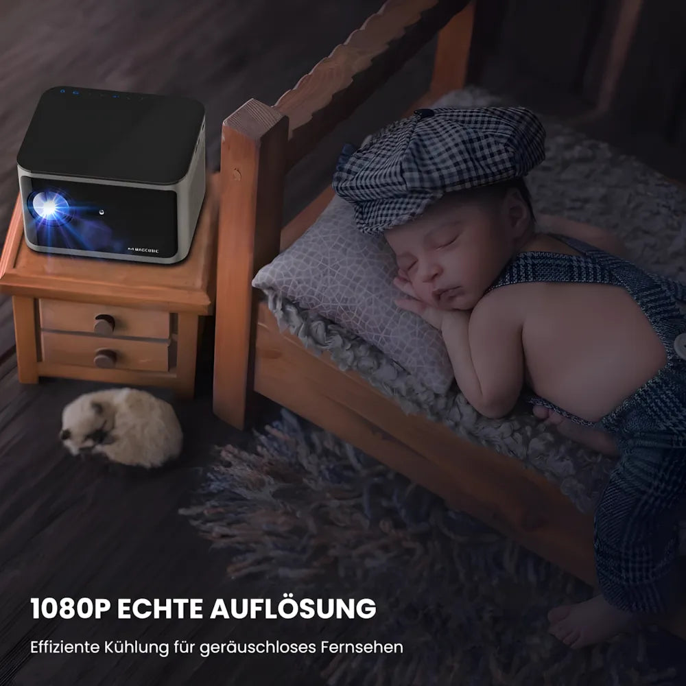 Full HD Android Beamer – 1080p nativ, 580 ANSI Lumen, automatische Korrektur, 1.35x optischer Zoom, Bluetooth, bis zu 250 Zoll Projektor