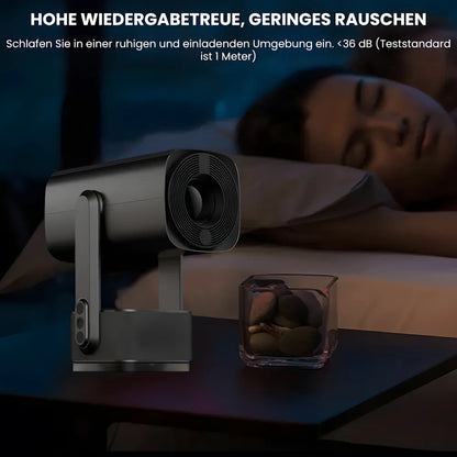 Flexibler Beamer – Android 11, 230° Neigungswinkel, Autofokus, Akku, Wi-Fi 5G, Bluetooth 5.2, 10W Lautsprecher Projektor