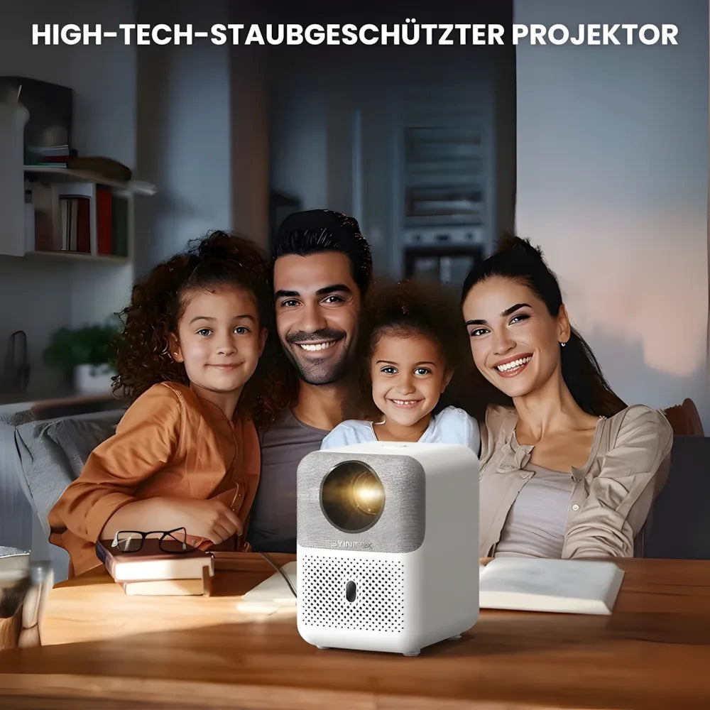 Kompakter Android Beamer – HD 720p, Android 9.0, 300 ANSI Lumen, Autofokus, Staubschutz, bis zu 200 Zoll Projektor