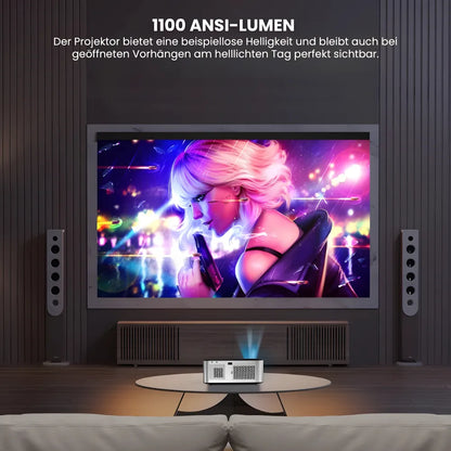 Intelligenter Full HD Beamer – 1100 ANSI Lumen, Android 9.0, Autofokus, Wi-Fi 5G, Bluetooth 5.1 Projektor