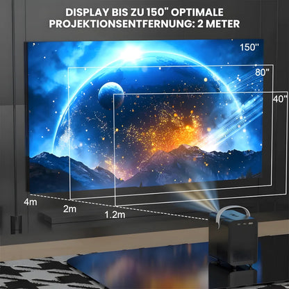Tragbarer Mini Android Beamer – 300 ANSI Lumen, Autofokus, Android 10, Wi-Fi, Bluetooth 5.3, 6K-kompatibel Projektor