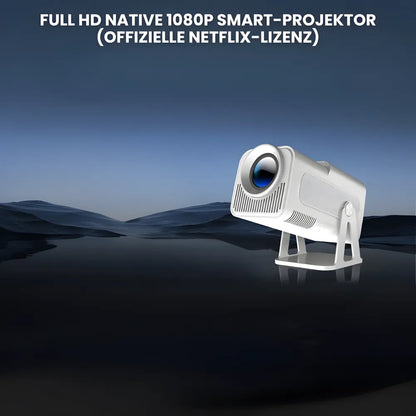 Tragbarer Full HD 1080p Beamer – Android 13, 500 ANSI Lumen, Autofokus, Drehbare Basis, Wi-Fi 6, Bluetooth 5.2 Projektor