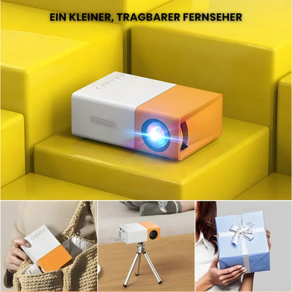 Mini Beamer tragbar – Einfacher Projektor mit HDMI & USB, Plug & Play für Filme und Spiele