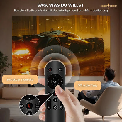 Beamer mit Android 11 und Full HD – Tragbarer Projektor mit 650 ANSI Lumen, Wi-Fi 6 & Bluetooth, 360° drehbar