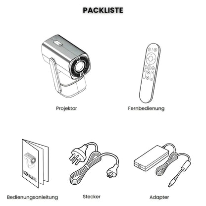 Flexibler Beamer – Android 11, 230° Neigungswinkel, Autofokus, Akku, Wi-Fi 5G, Bluetooth 5.2, 10W Lautsprecher Projektor