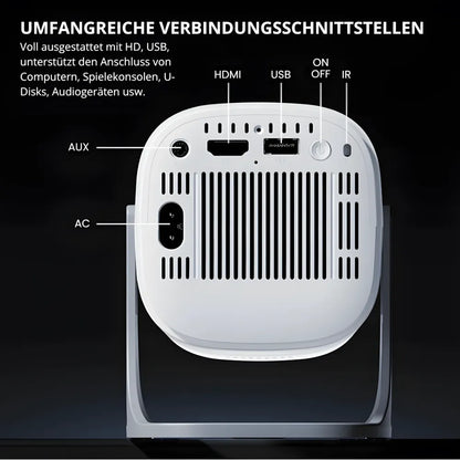 Beamer mit Android 11 – Wi-Fi 6, Bluetooth 5.0, HD 720p, Autofokus, bis zu 120 Zoll